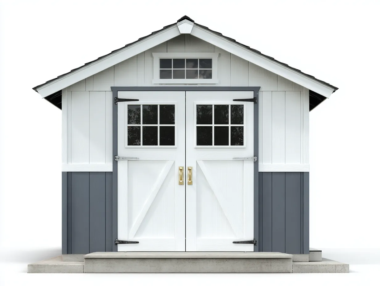 Abri de jardin en bois 220x180x220 cm - blanc-gris - style classique-Javoraihaus