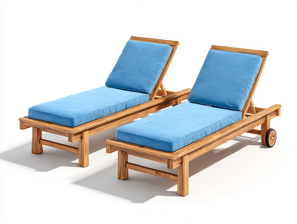 Bain de soleil en bois réglable 200x70x35 cm - Bleu - Marron - Style naturel-Javoraihaus