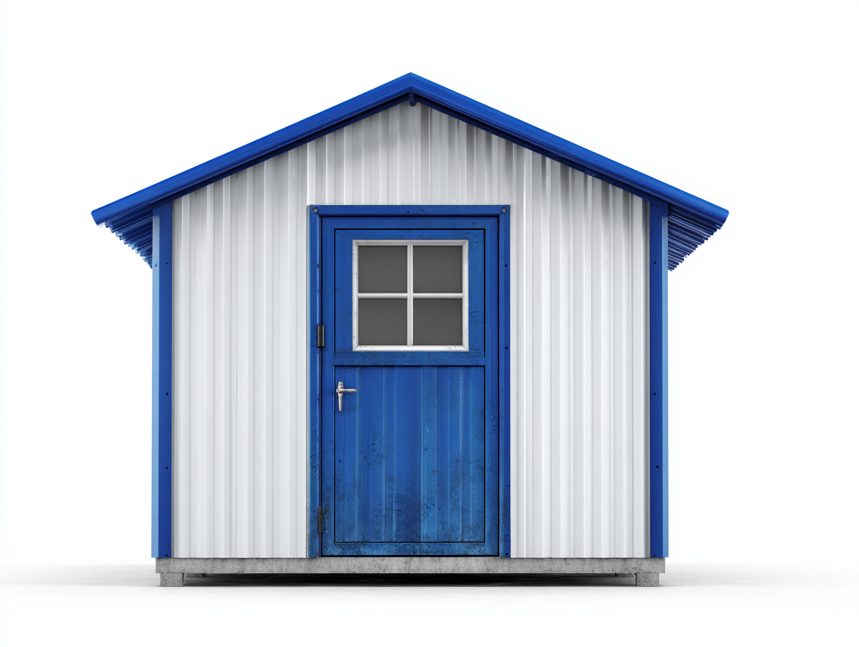 Abri de jardin en métal avec porte 200x150x210 cm - blanc et bleu - rangement extérieur fonctionnel-Javoraihaus