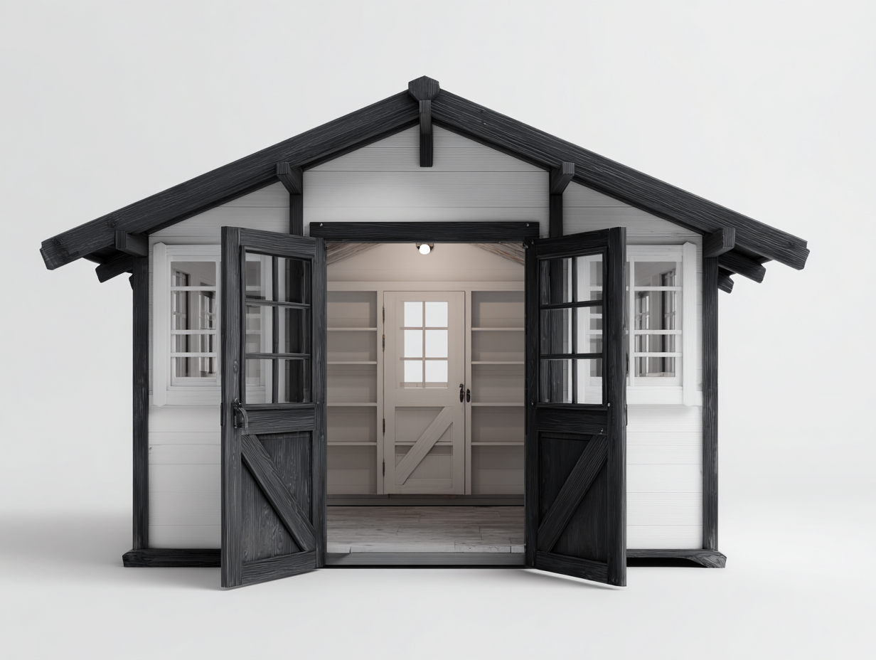 Abri de jardin en bois 240x200x220 cm - Gris et noir - Style classique pour jardin-Javoraihaus