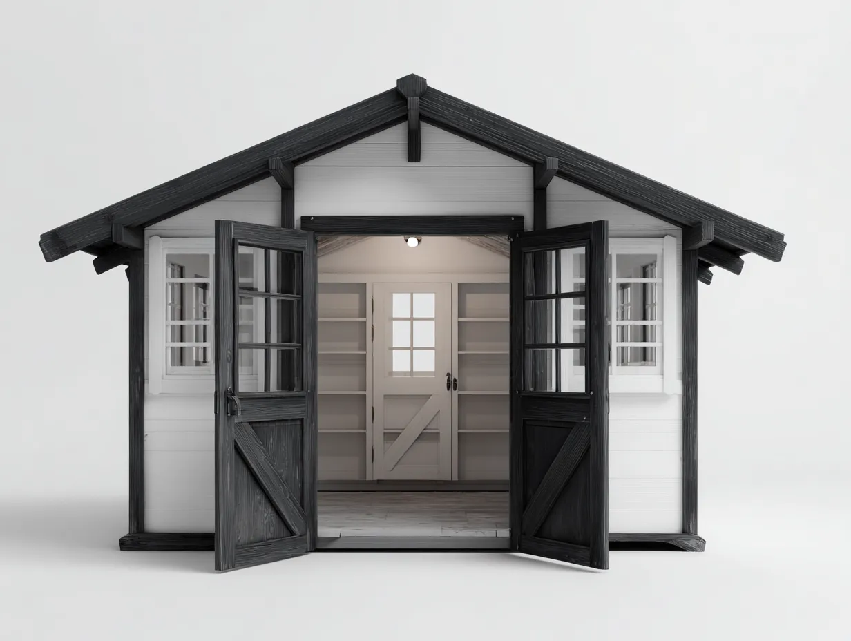 Abri de jardin en bois 240x200x220 cm - Gris et noir - Style classique pour jardin-Javoraihaus