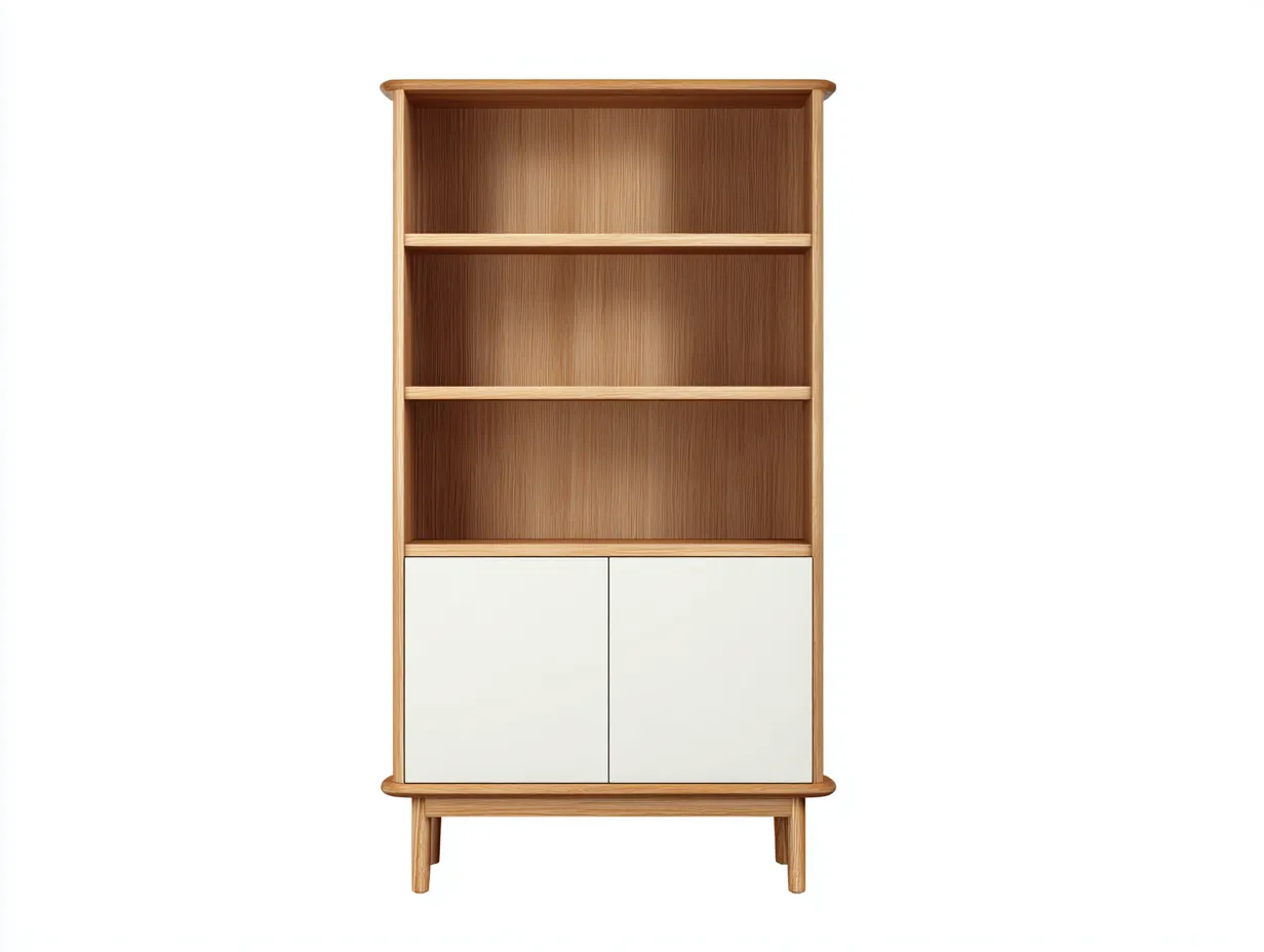 Vitrine en bois avec portes 80x40x180 cm - bois naturel et blanc - rangement scandinave-Javoraihaus