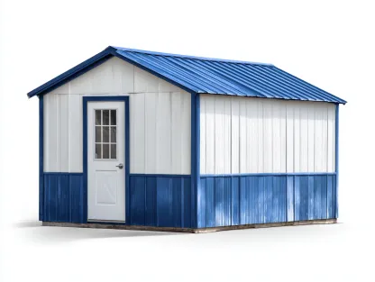 Abri de jardin en métal avec porte 240x180x220 cm - blanc et bleu - rangement extérieur spacieux-Javoraihaus