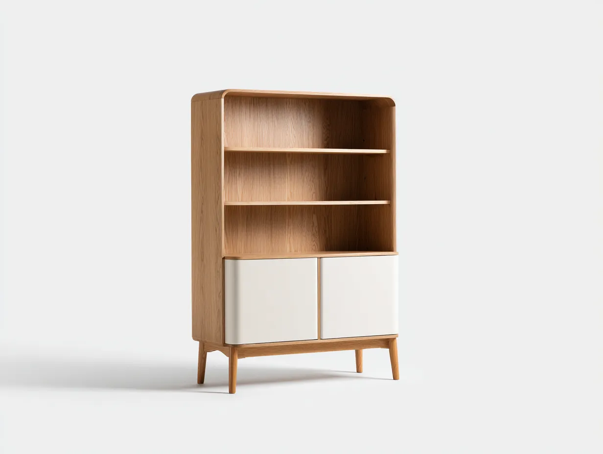 Vitrine en bois avec portes 90x40x160 cm - Marron - Blanc - Style moderne-Javoraihaus