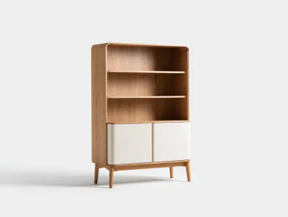 Vitrine en bois avec portes 90x40x160 cm - Marron - Blanc - Style moderne-Javoraihaus