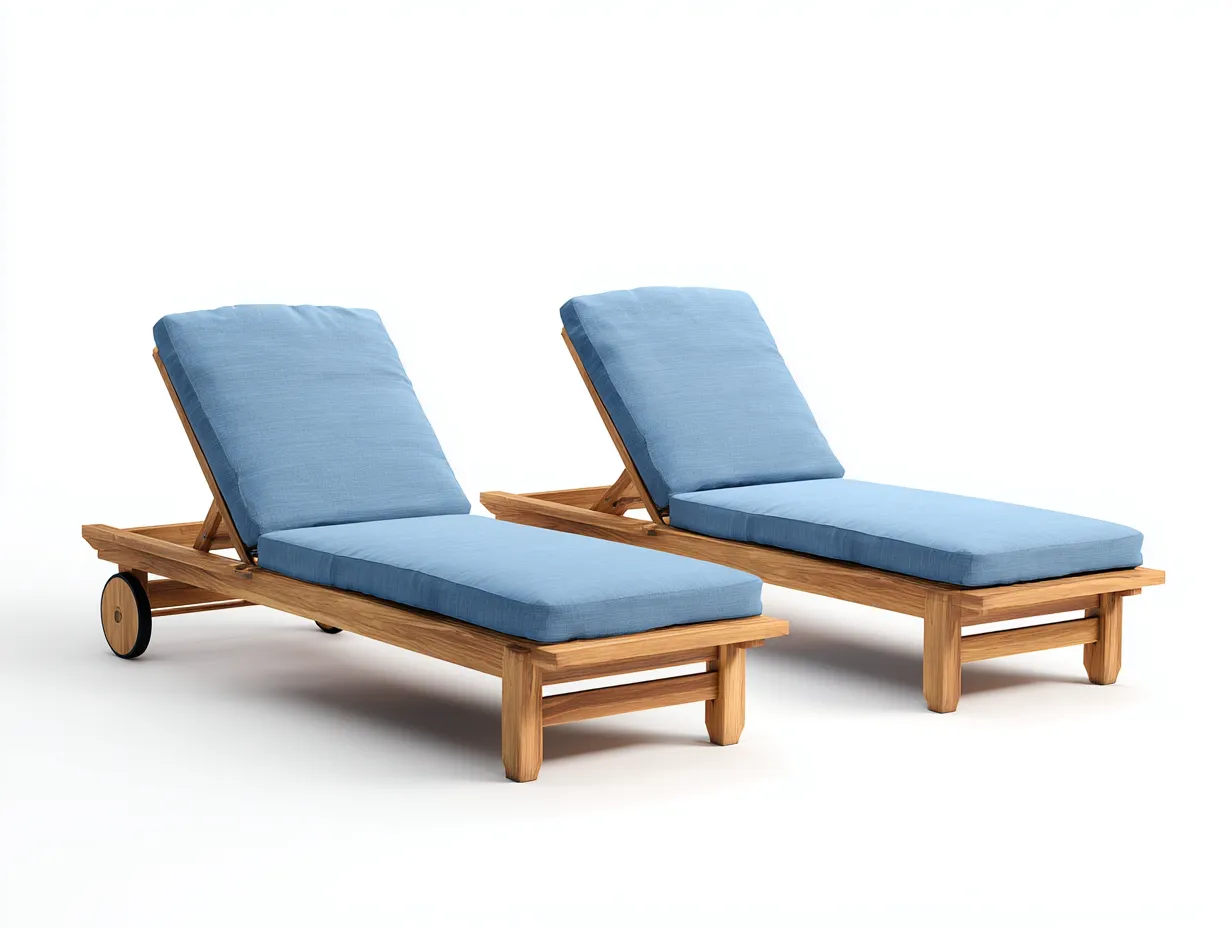 Bain de soleil en bois avec dossier réglable 200x65x35 cm - bois naturel et bleu - détente extérieure-Javoraihaus