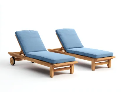 Bain de soleil en bois avec dossier réglable 200x65x35 cm - bois naturel et bleu - détente extérieure-Javoraihaus