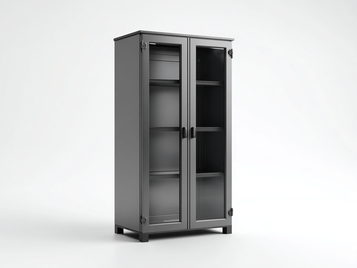 Vitrine en métal et verre 80x40x160 cm - noir - rangement moderne-Javoraihaus