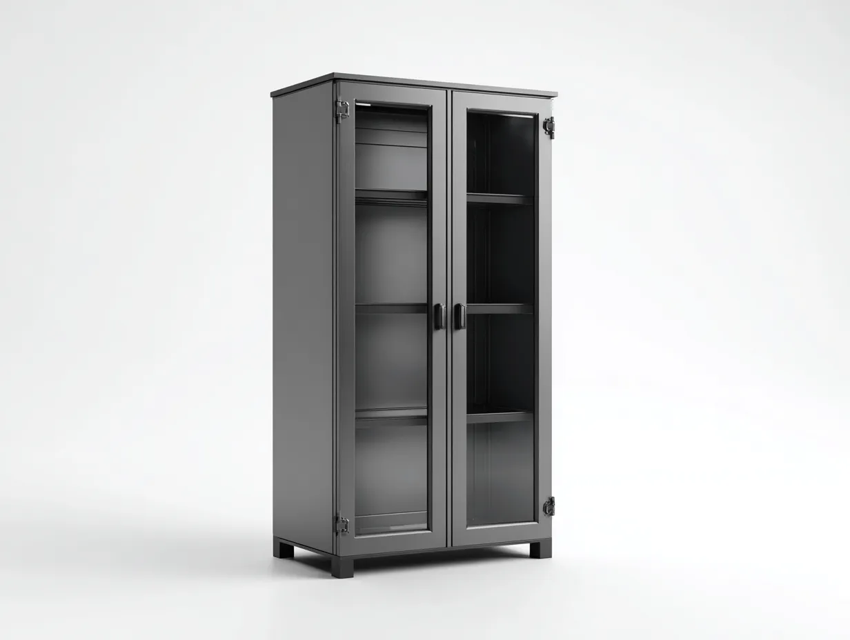 Vitrine en métal et verre 80x40x160 cm - noir - rangement moderne-Javoraihaus