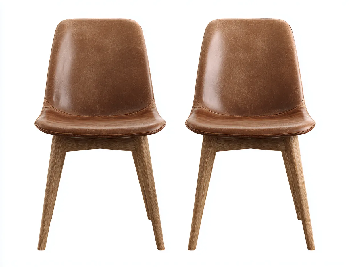 Sedia da pranzo - Similpelle-Legno - 52x46x80 cm - Marrone - Stile moderno-Riloistudio