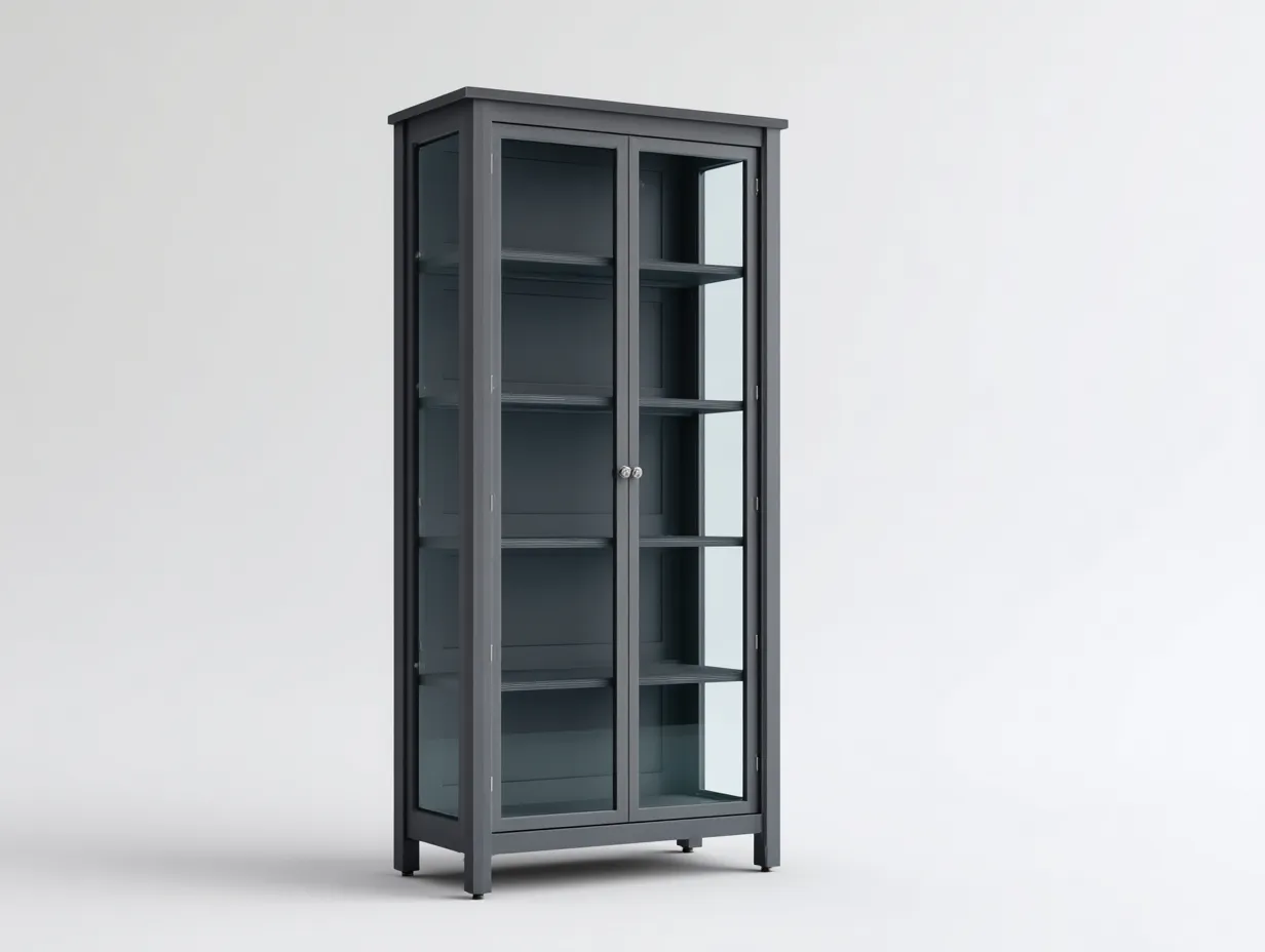 Vetrina - Legno-Vetro - 70x34x165 cm - Grigio scuro - Stile moderno-Riloistudio