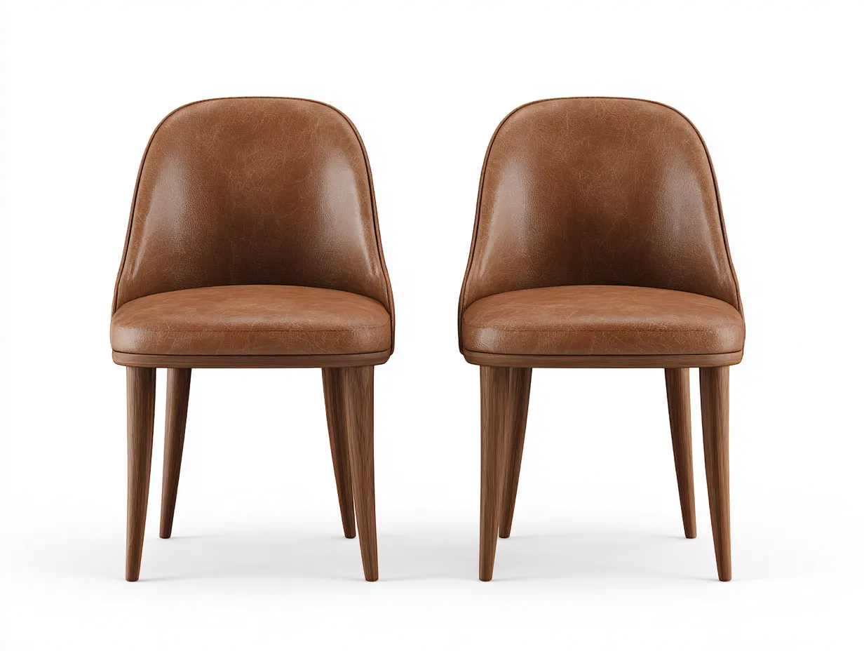 Sedia da pranzo - similpelle-legno - 46x54x83 cm - marrone - design moderno-Riloistudio