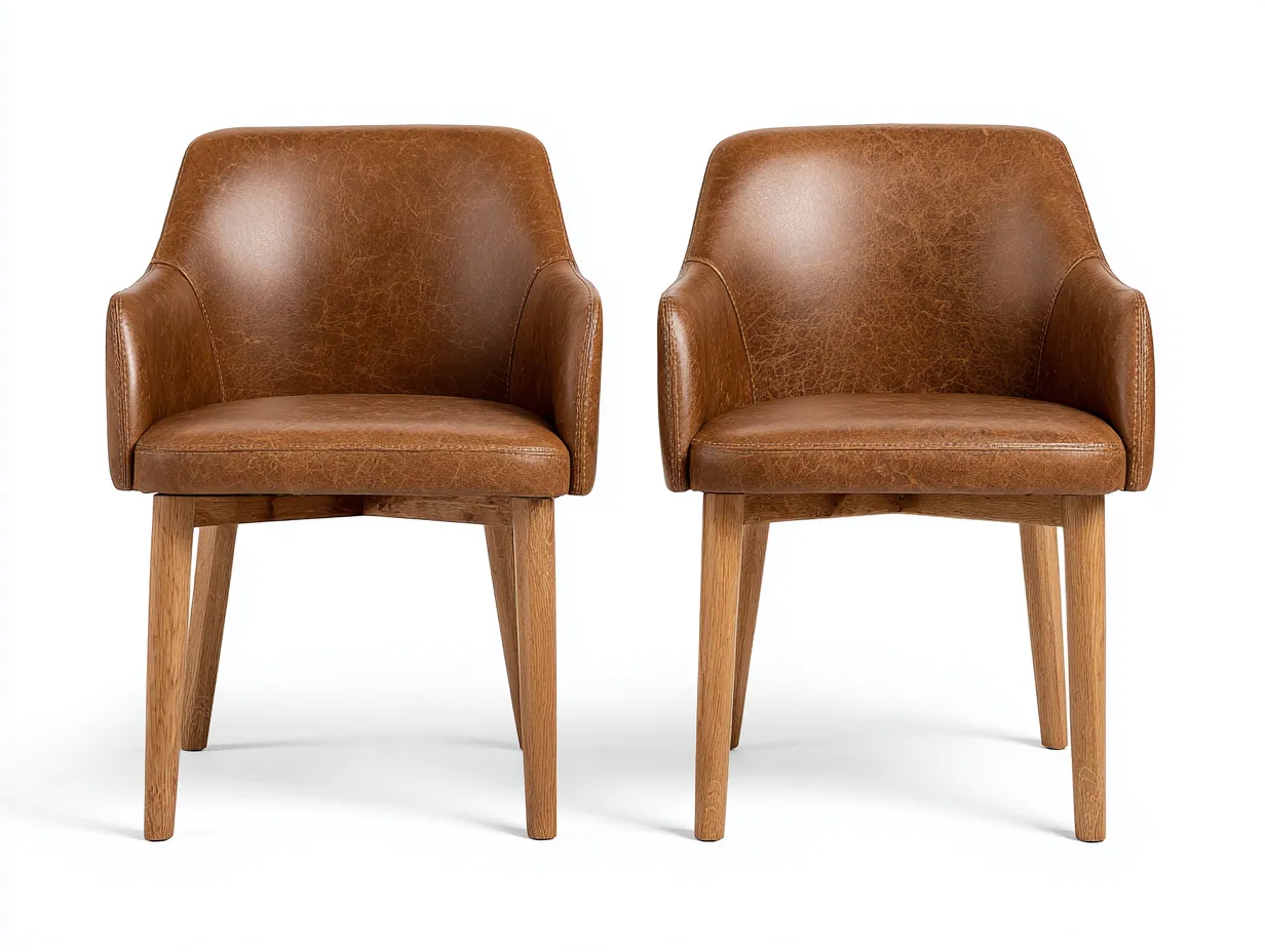 Sedia da pranzo - similpelle-legno - 58x55x80 cm - marrone - stile contemporaneo-Riloistudio