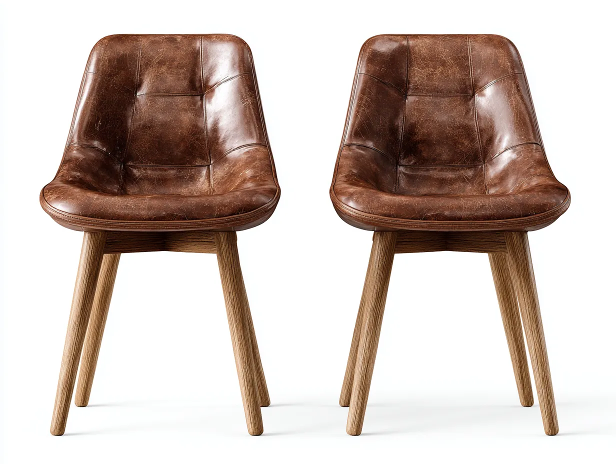 Sedia da pranzo - similpelle-legno - 52x57x81 cm - marrone - stile moderno-Riloistudio