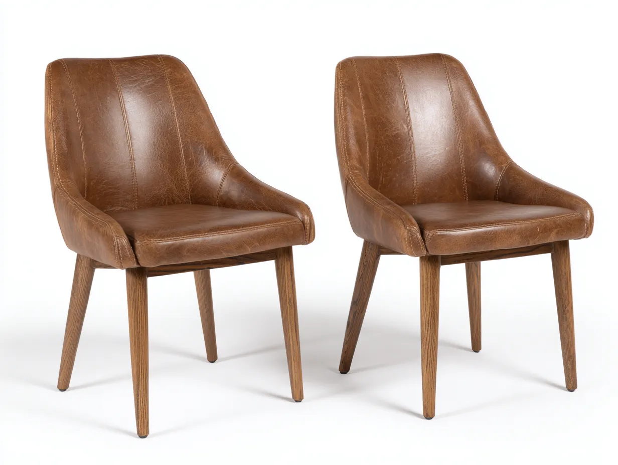 Sedia da pranzo - similpelle-legno - 56x54x82 cm - marrone - stile moderno-Riloistudio