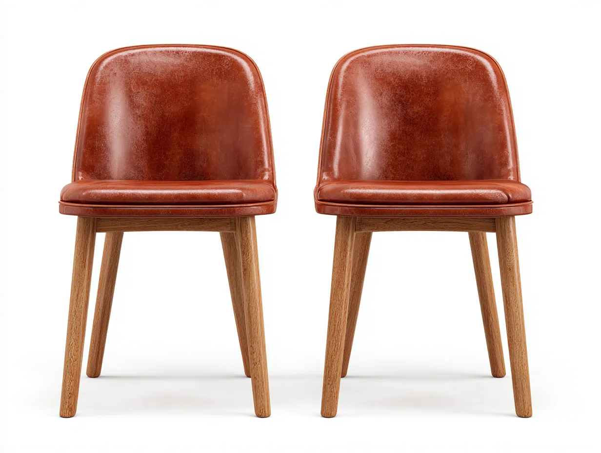 Sedia da pranzo - similpelle-legno - 49x51x82 cm - marrone rossiccio - stile moderno-Riloistudio