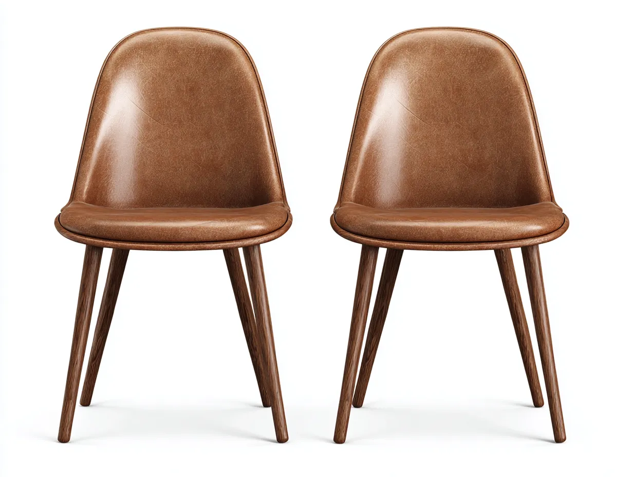 Sedia da pranzo - similpelle-legno - 48x52x83 cm - marrone - stile moderno-Riloistudio