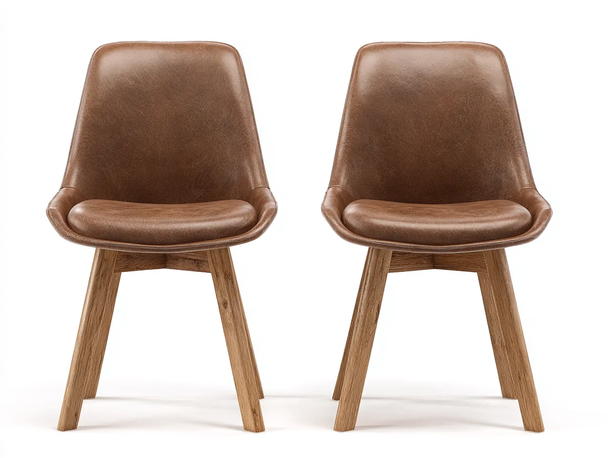 Sedia da pranzo - similpelle-legno - 51x53x83 cm - marrone - stile moderno-Riloistudio