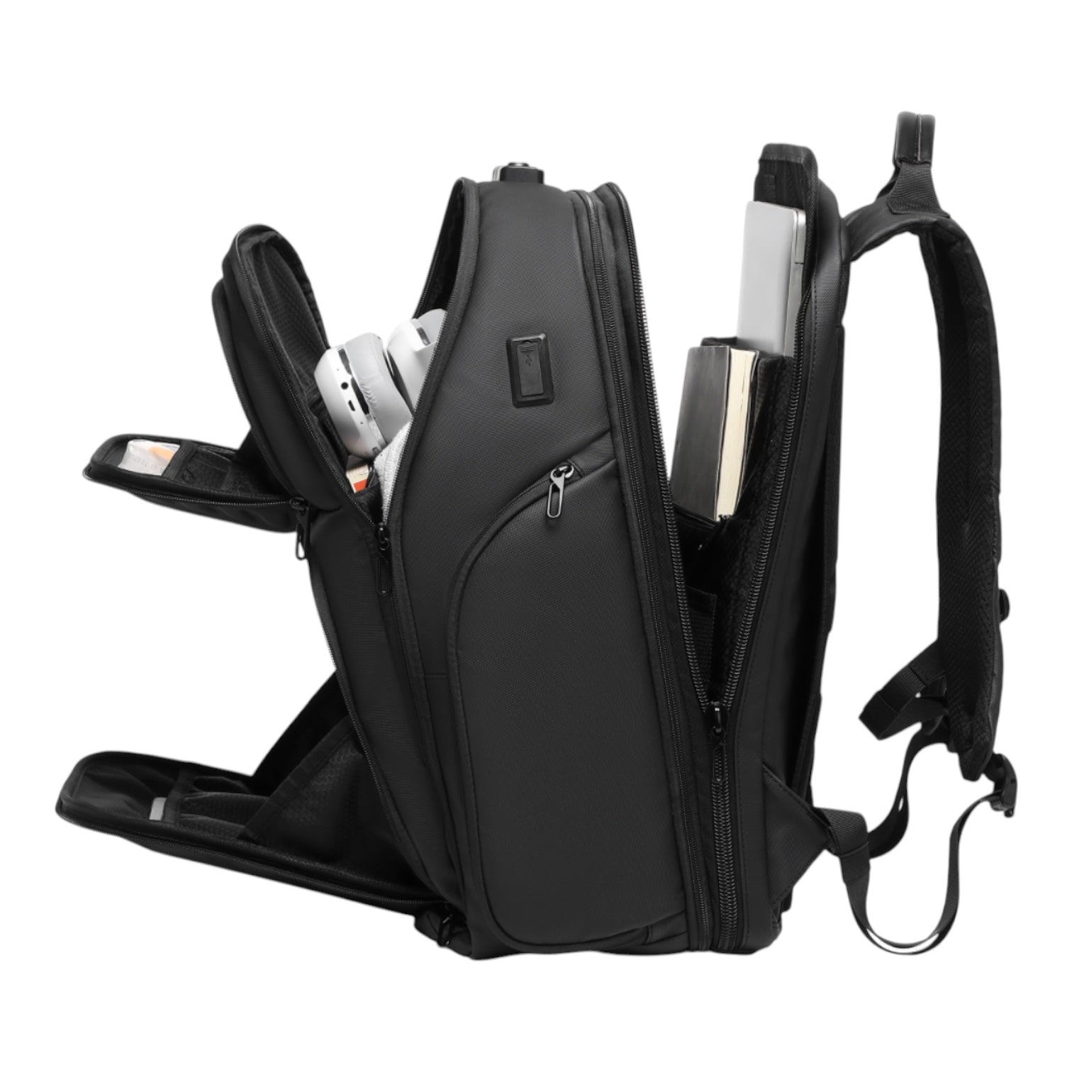 Mochila de Viaje Expandible de 35L con Compartimento para Laptop de 17", Impermeable de TPU, Puerto USB, Cerradura TSA, Apertura Tipo Maleta, Equipaje de Mano para Negocios, Trabajo y Viajes