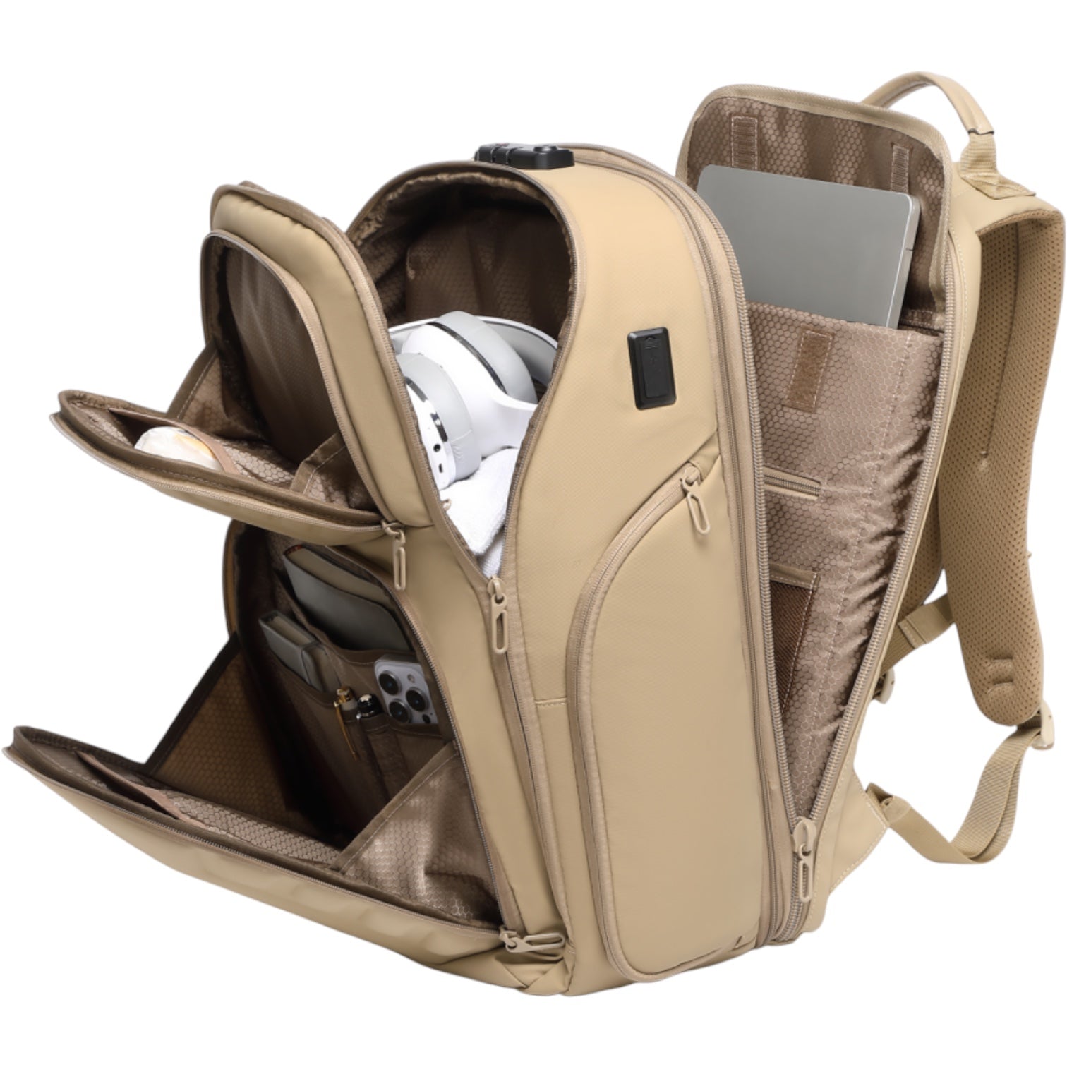 Mochila de Viaje Expandible de 35L con Compartimento para Laptop de 17", Impermeable de TPU, Puerto USB, Cerradura TSA, Apertura Tipo Maleta, Equipaje de Mano para Negocios, Trabajo y Viajes