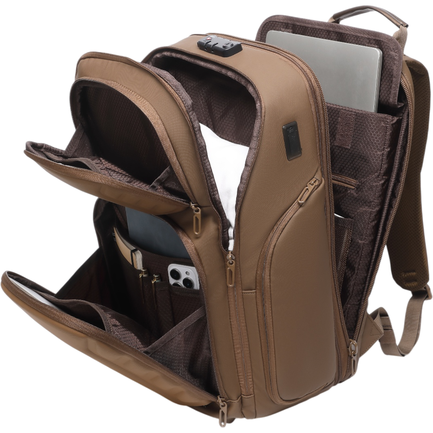 Mochila de Viaje Expandible de 35L con Compartimento para Laptop de 17", Impermeable de TPU, Puerto USB, Cerradura TSA, Apertura Tipo Maleta, Equipaje de Mano para Negocios, Trabajo y Viajes