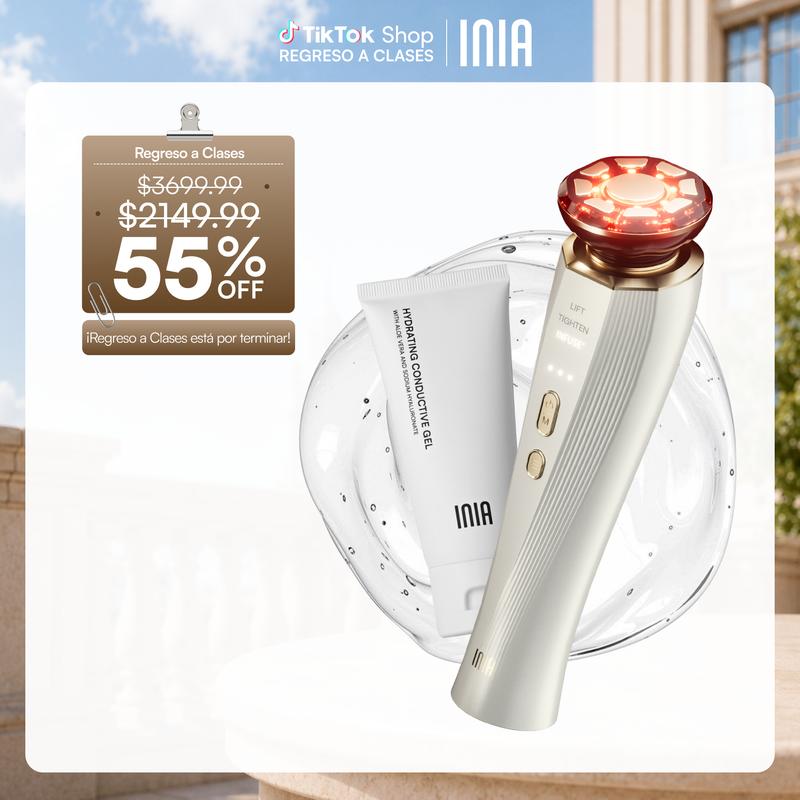 INIA FLARE Dispositivo de Belleza Facial Todo-en-Uno, Masajeador Facial de Belleza 3 en 1 para Rostro y Cuello, Rejuvenecimiento de la Piel (Levantamiento/Reafirmación/Infusión), Elección Perfecta para la Temporada de Regalos,Mejor idea de regalo de Navid