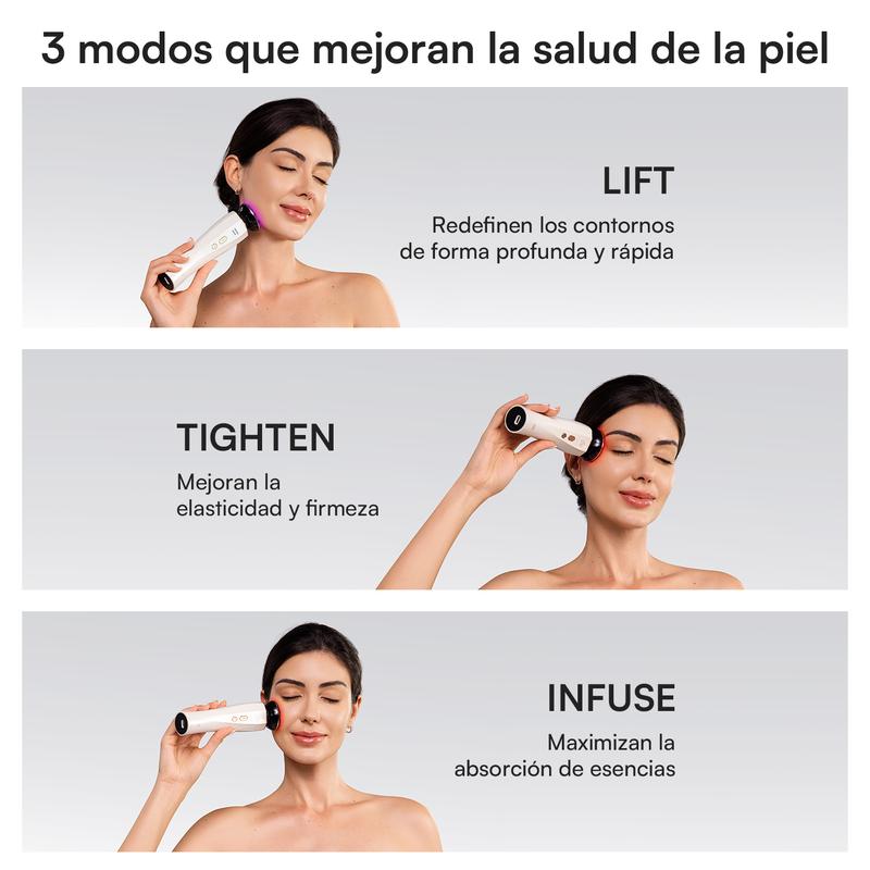 INIA FLARE Dispositivo de Belleza Facial Todo-en-Uno, Masajeador Facial de Belleza 3 en 1 para Rostro y Cuello, Rejuvenecimiento de la Piel (Levantamiento/Reafirmación/Infusión), Elección Perfecta para la Temporada de Regalos,Mejor idea de regalo de Navid
