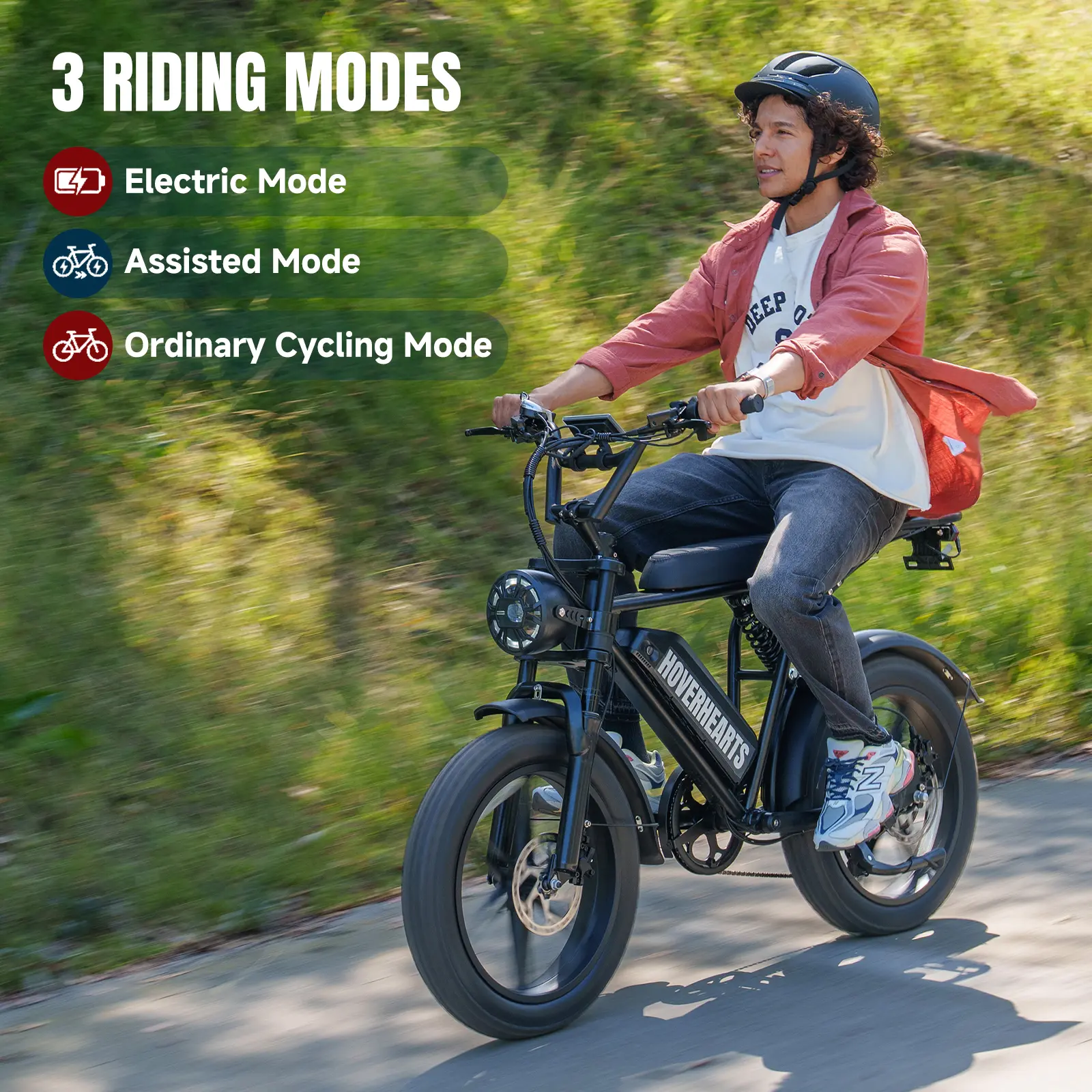 1500W Peak Electric Bike, 48V 15Ah Fat Tire Ebike