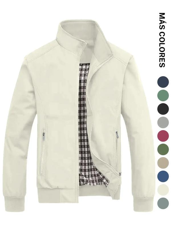 Chaqueta informal de hombre para primavera y otoño, tejido ligero de poliéster, portátil y fácil de guardar, ideal para desplazamientos diarios y viajes.