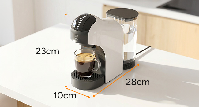 Schéma des dimensions du produit indiquant les mesures : « 23 cm » de longueur et « 28 cm » de largeur pour un support d'appareil ou un support avec composants réglables.