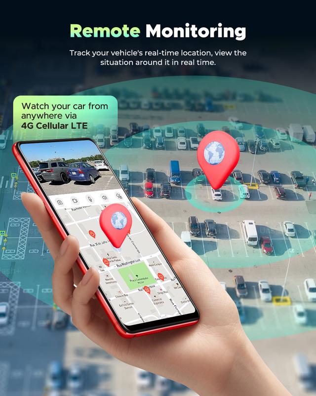 【Regalo 2026】LAMTTO Cámara De Seguridad Para Coche | 4G LTE + SIM Incluida (Requiere Plan de Datos, 7 Días Gratis) | Doble Cámara 1080P | Monitoreo 24/7 | Visión Nocturna IR | Alertas en Tiempo Real por App | Dashcam para Todos los Vehículos