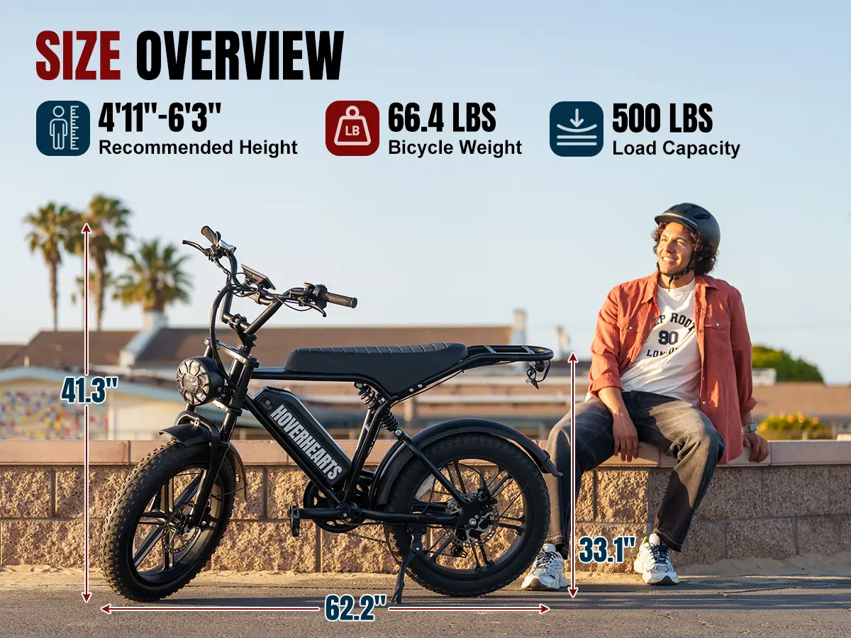 1500W Peak Electric Bike, 48V 15Ah Fat Tire Ebike