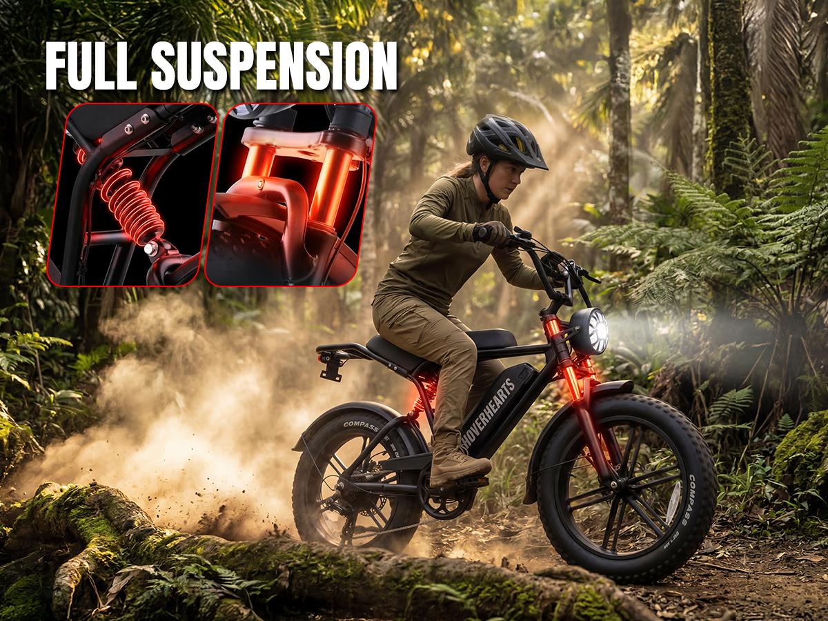1500W Peak Electric Bike for Adults, 48V 15Ah Battery 65 Miles Range, 28MPH Fat Tire Ebike, Full Suspension All Terrain E Bike, 500lbs Load, UL2849, Including Bike Lock, Phone Holder 1500W Peak Electric Bike for Adults, 48V 15Ah Battery 65 Miles Range, 28MPH Fat Tire Ebike, Full Suspension All Terrain E Bike, 500lbs Load, UL2849, Including Bike Lock, Phone Holder