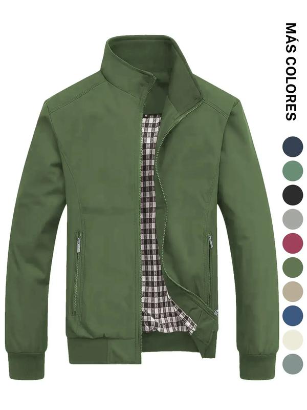 Chaqueta informal de hombre para primavera y otoño, tejido ligero de poliéster, portátil y fácil de guardar, ideal para desplazamientos diarios y viajes.