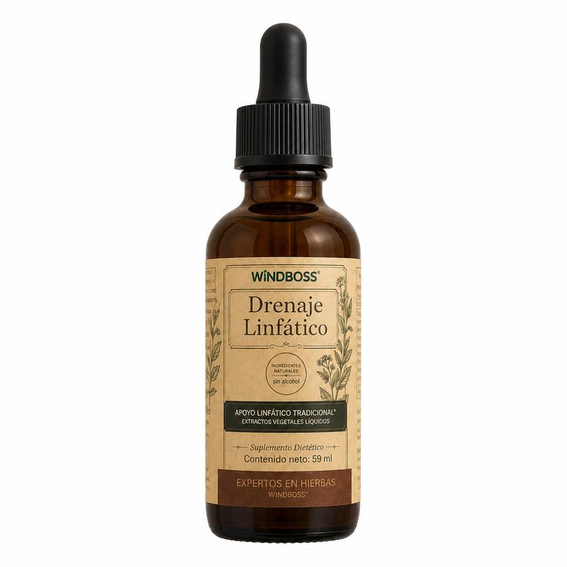 WindBoss Drenaje Linfático 59 ml | 9 Extractos Botánicos con Saúco, Diente de León, Bardana y Equinácea | Fórmula Líquida Sin Alcohol con Gotero