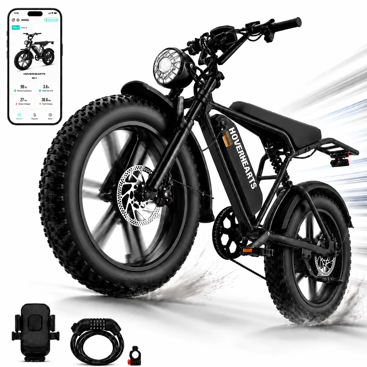 1500W Peak Electric Bike, 48V 15Ah Fat Tire Ebike