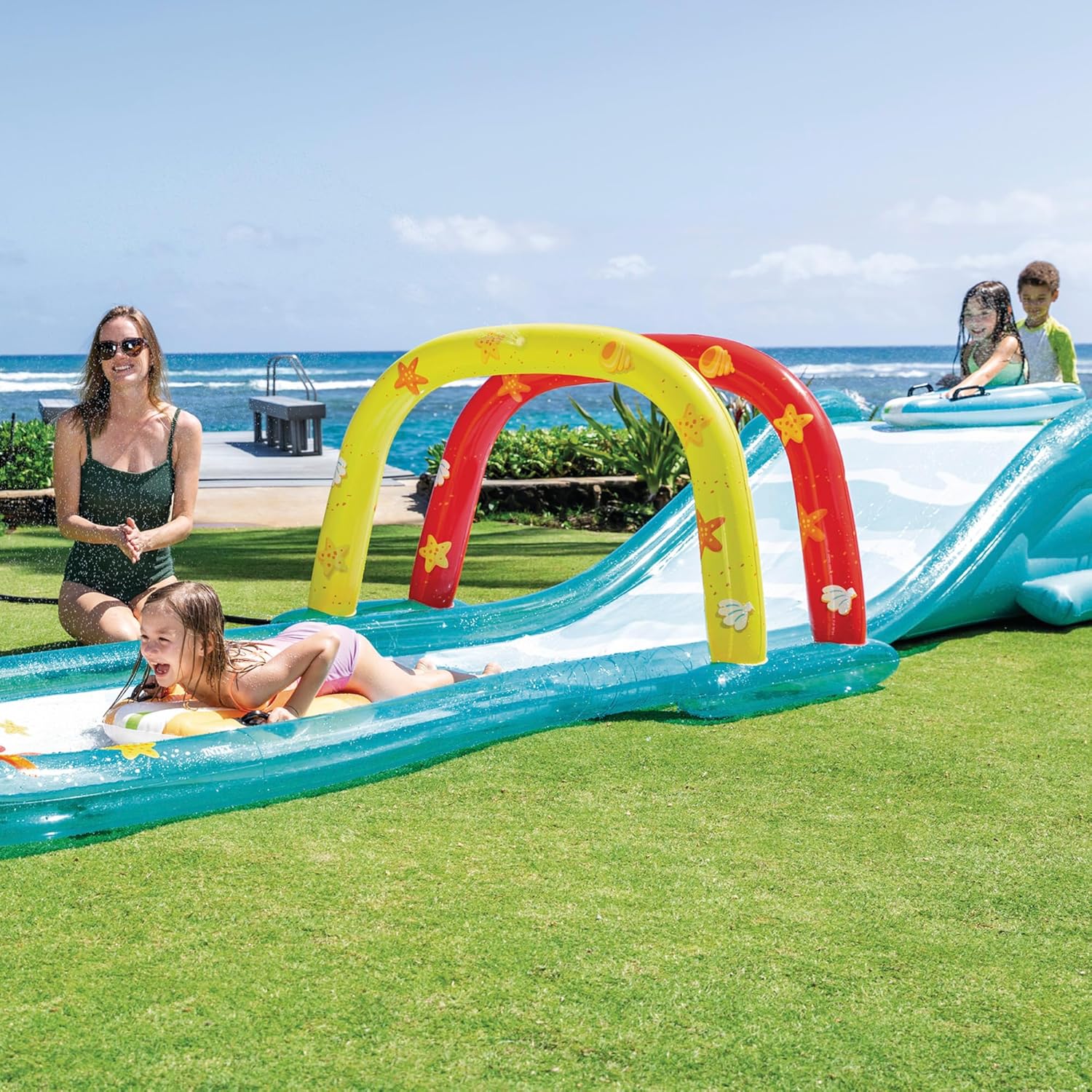 Inflatable Water Slide with Sprinkler for Kids