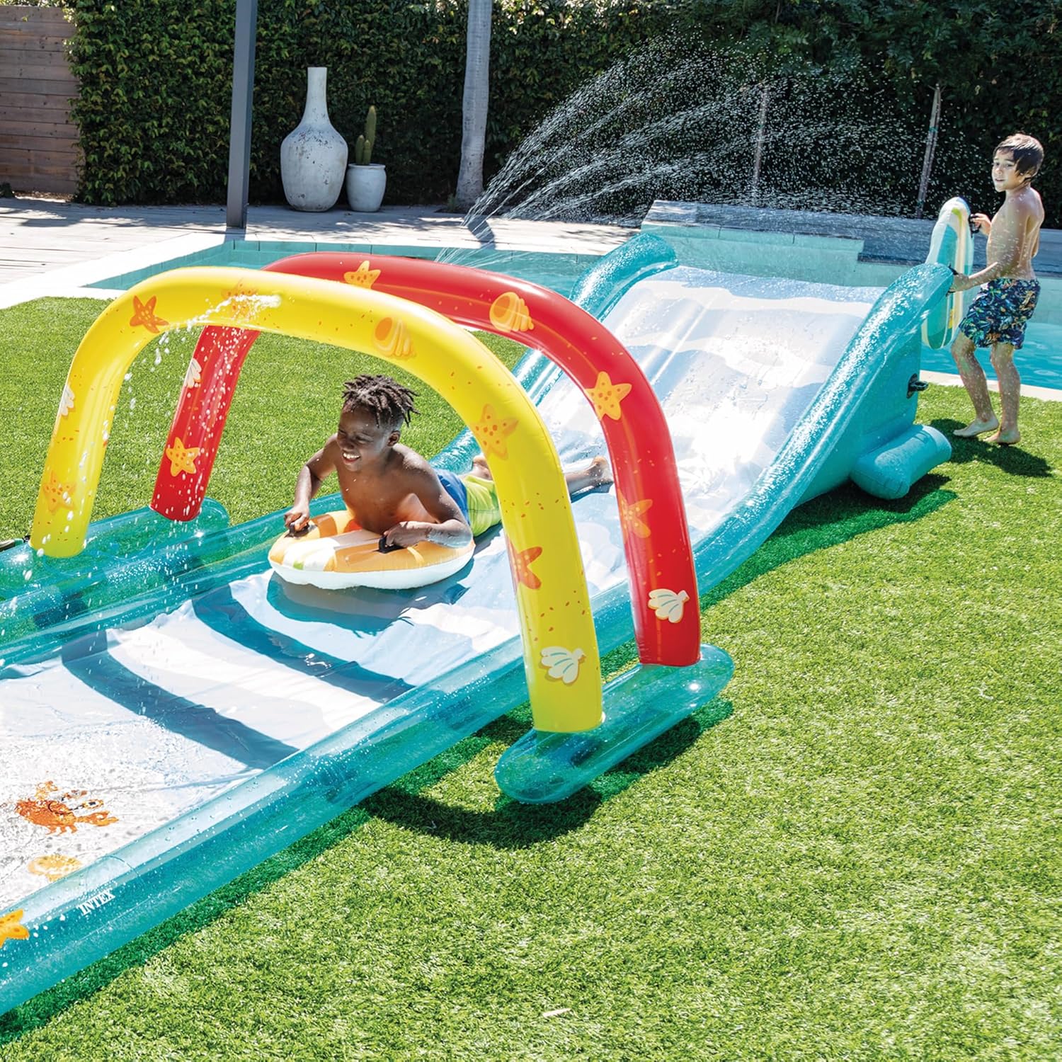 Inflatable Water Slide with Sprinkler for Kids