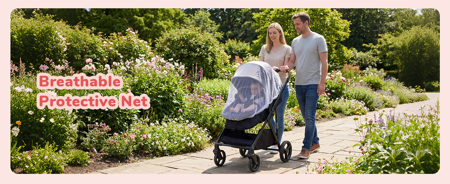 baby stroller with breathable protective net