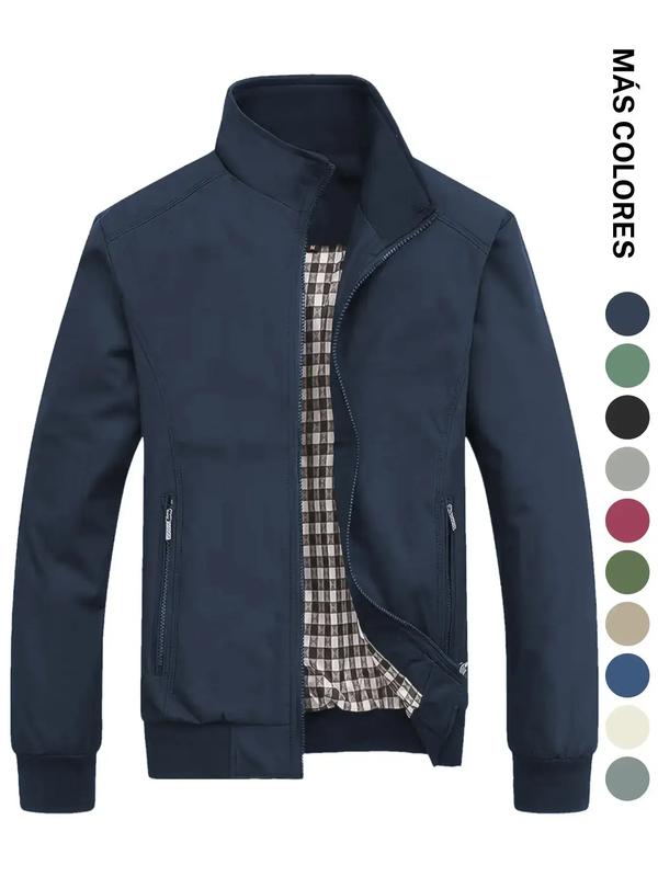 Chaqueta informal de hombre para primavera y otoño, tejido ligero de poliéster, portátil y fácil de guardar, ideal para desplazamientos diarios y viajes.