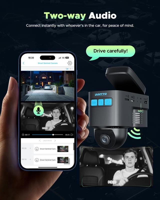 【Regalo 2026】LAMTTO Cámara De Seguridad Para Coche | 4G LTE + SIM Incluida (Requiere Plan de Datos, 7 Días Gratis) | Doble Cámara 1080P | Monitoreo 24/7 | Visión Nocturna IR | Alertas en Tiempo Real por App | Dashcam para Todos los Vehículos