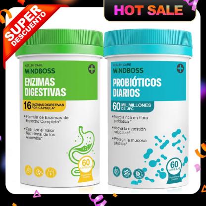 Paquete Hack your Tummy : apoyo para digestión y bienestar general, con enzimas digestivas y probiótico de 60 mil millones