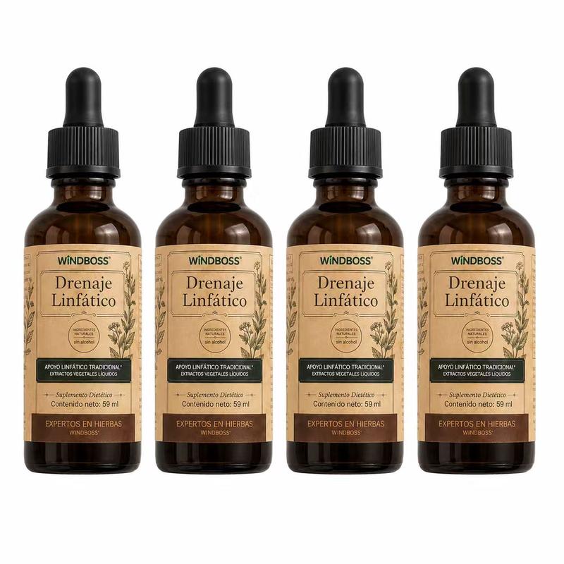 WindBoss Drenaje Linfático 59 ml | 9 Extractos Botánicos con Saúco, Diente de León, Bardana y Equinácea | Fórmula Líquida Sin Alcohol con Gotero