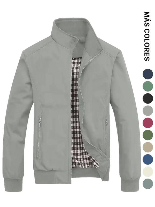 Chaqueta informal de hombre para primavera y otoño, tejido ligero de poliéster, portátil y fácil de guardar, ideal para desplazamientos diarios y viajes.