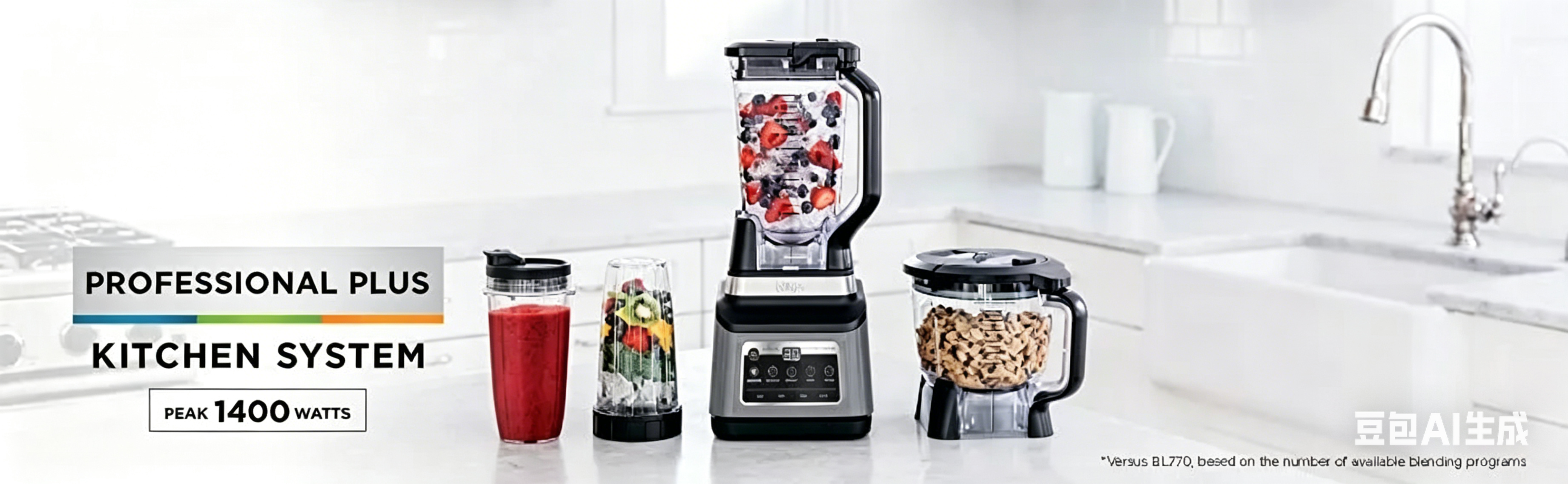 Sistema de Cocina 3 en 1, Set Licuadora con 5 programas | BN801