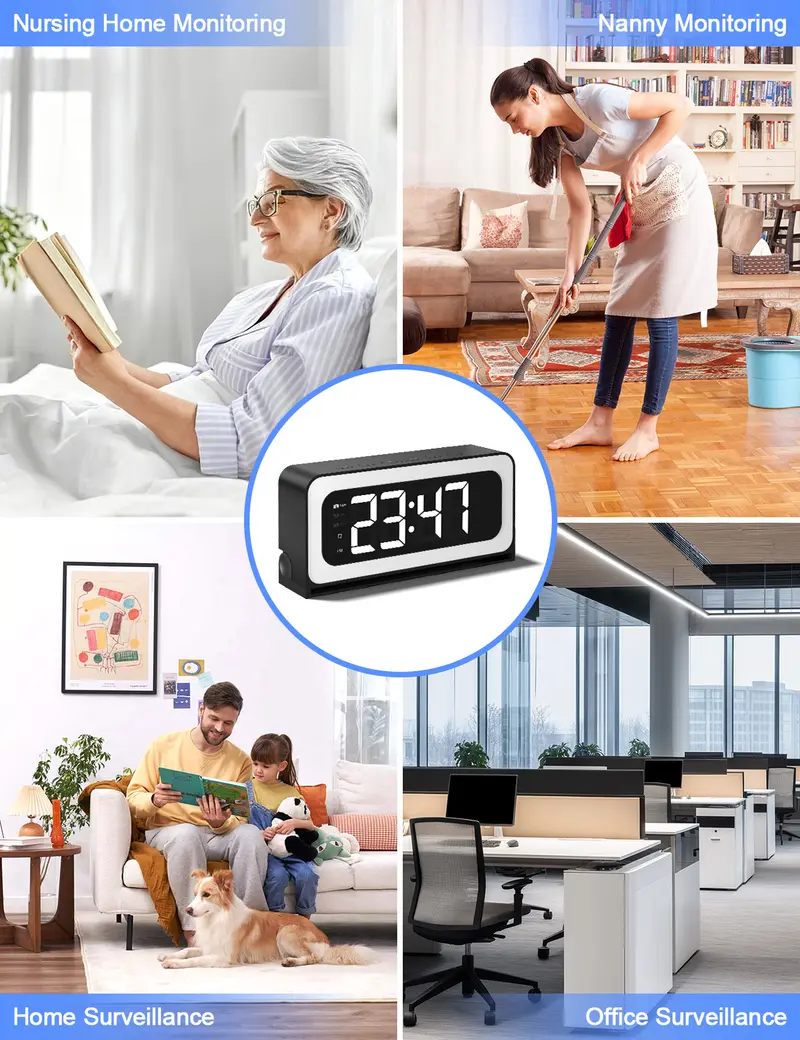 🔥Oferta especial de hoy:Cámara de reloj inalámbrica HD, visión nocturna, detección de movimiento, grabación en bucle, conectividad WiFi 2.4GHz, funcionamiento con batería, visualización remota en tiempo real, perfecta para monitoreo de hogar