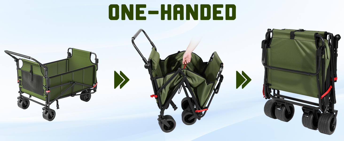 Heavy Duty Folding Wagon - 2-in-1 Collapsible Cart
