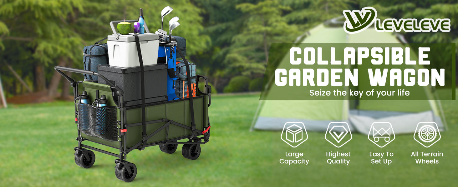 Heavy Duty Folding Wagon - 2-in-1 Collapsible Cart