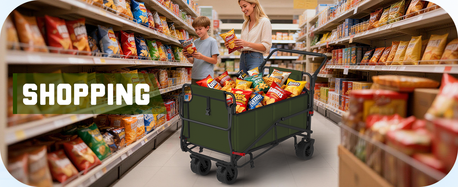 Heavy Duty Folding Wagon - 2-in-1 Collapsible Cart