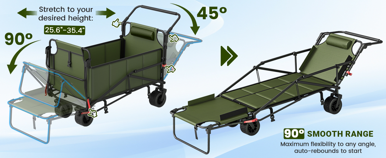 Heavy Duty Folding Wagon - 2-in-1 Collapsible Cart